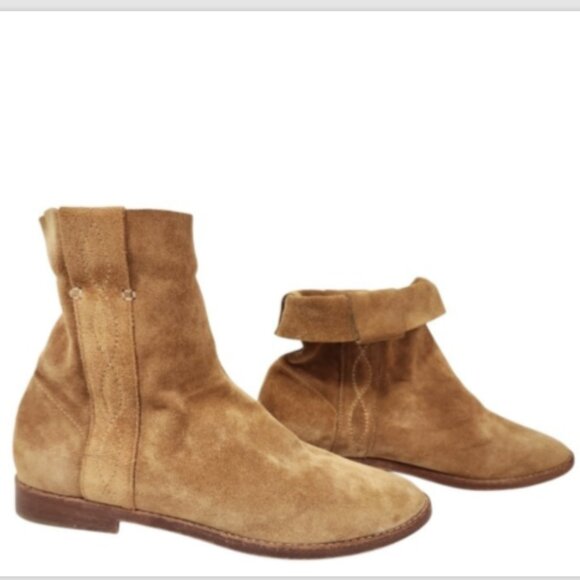 Joie Pinyon Western Boho Suede Pull On Ankle Booties - Picture 1 of 15